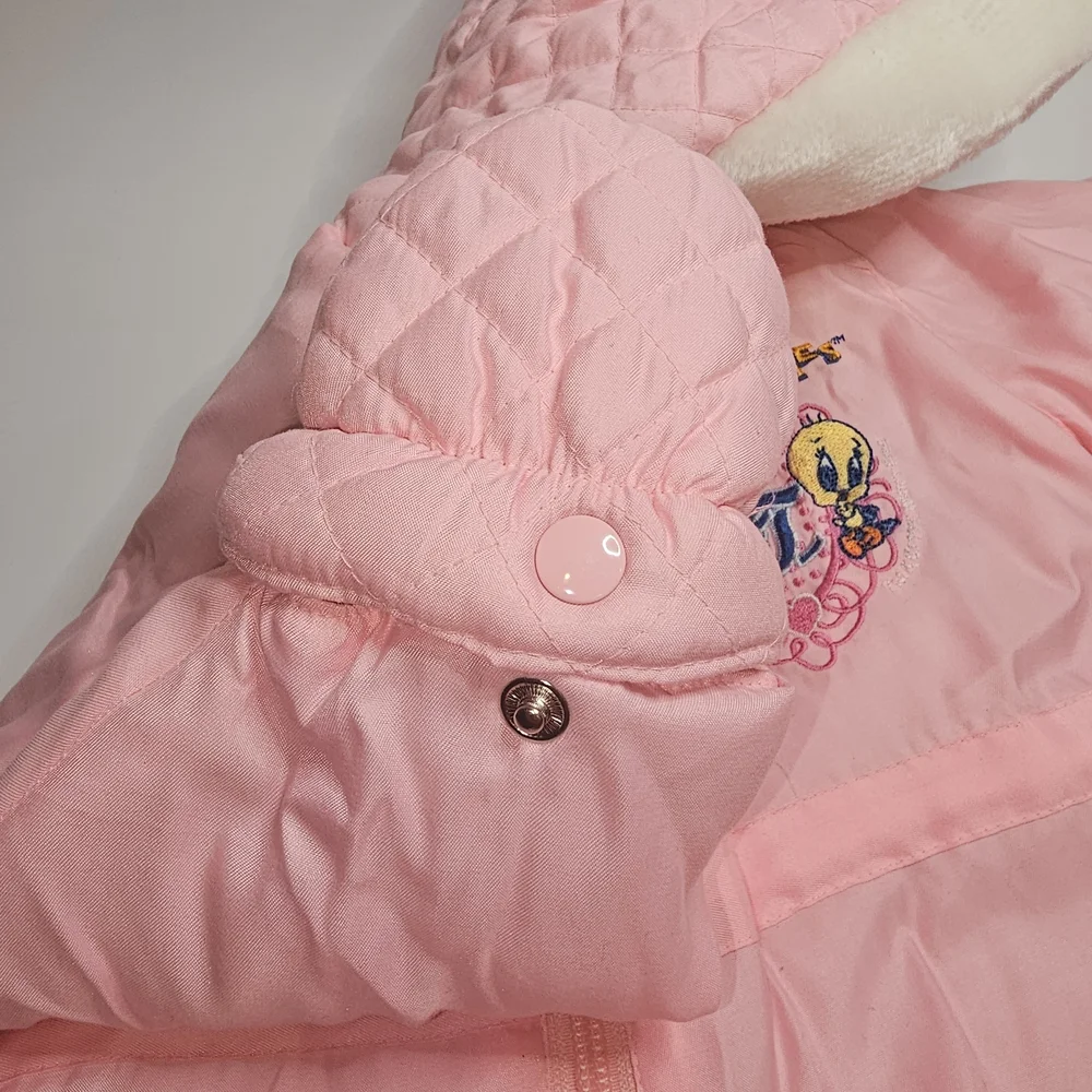 Baby Looney Tunes Snowsuit Baby Girls 3M Pink Excellent Insulated Bunting Puffer
